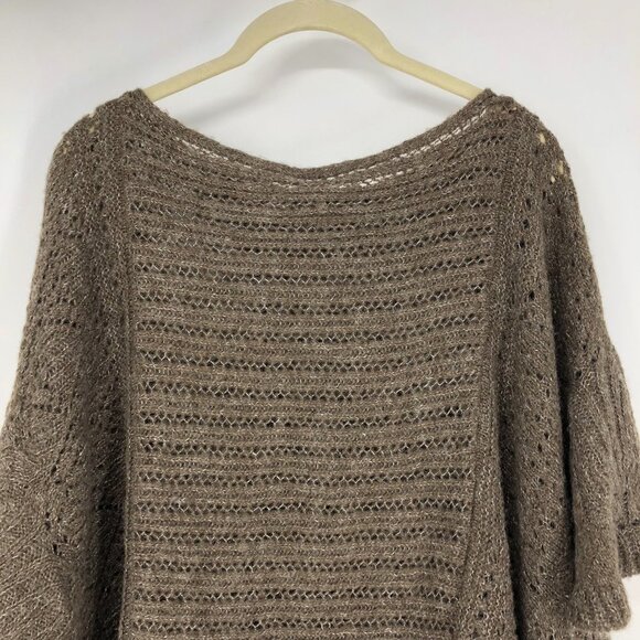 Free People Snow Nymph Loose Sweater Poncho Taupe Size XS - Picture 12 of 16